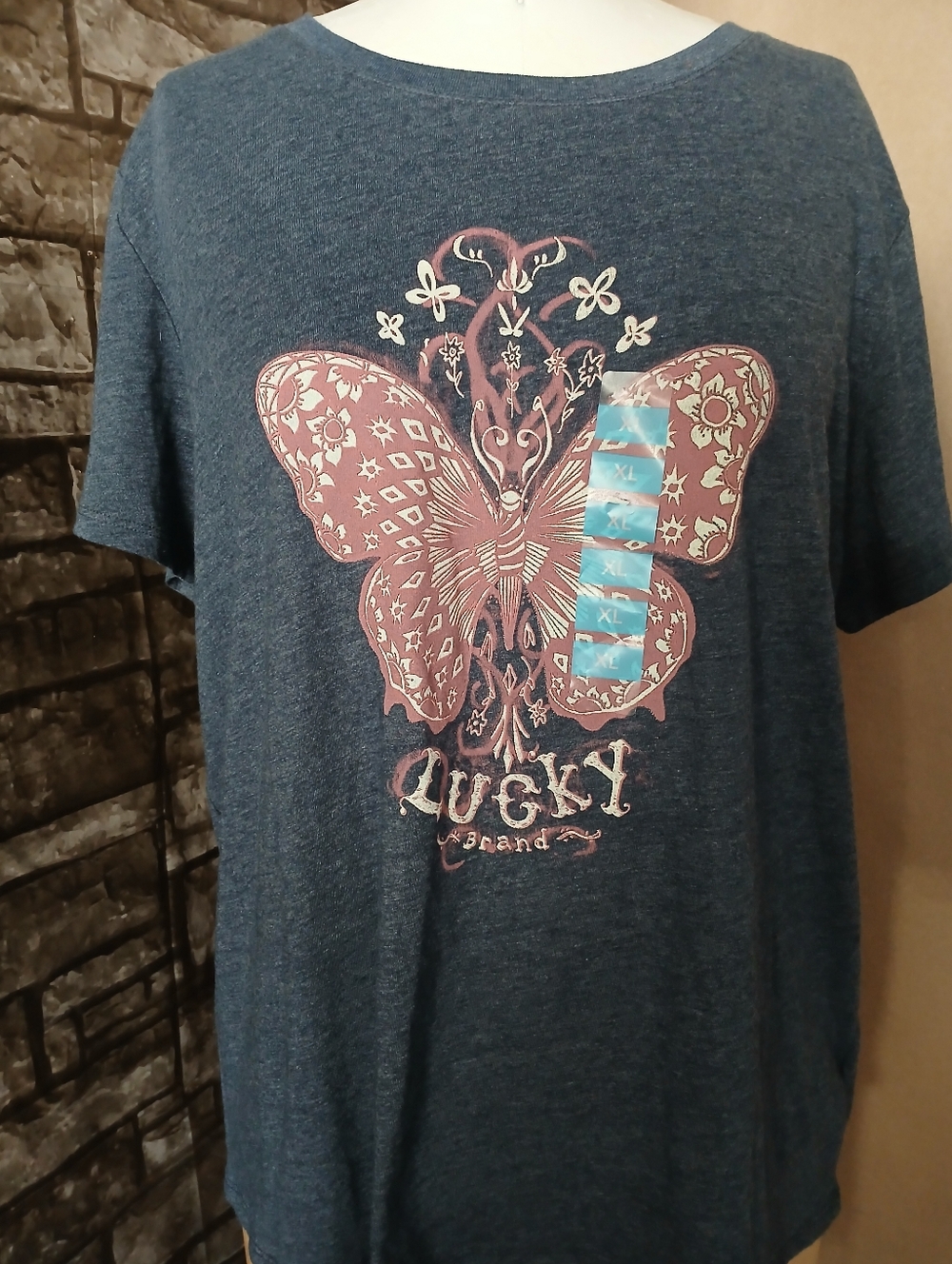Lucky Brand Navy Butterfly Graphic Tee - Picture 3 of 7